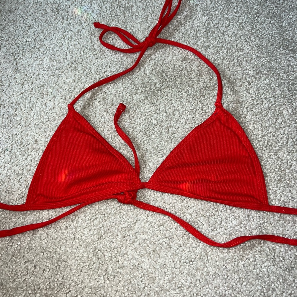 Red Triangle Bikini Top
